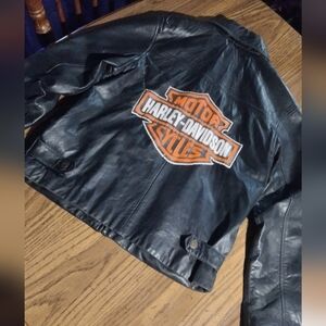 Genuine Leather Jacket With Harley Davidson Patch